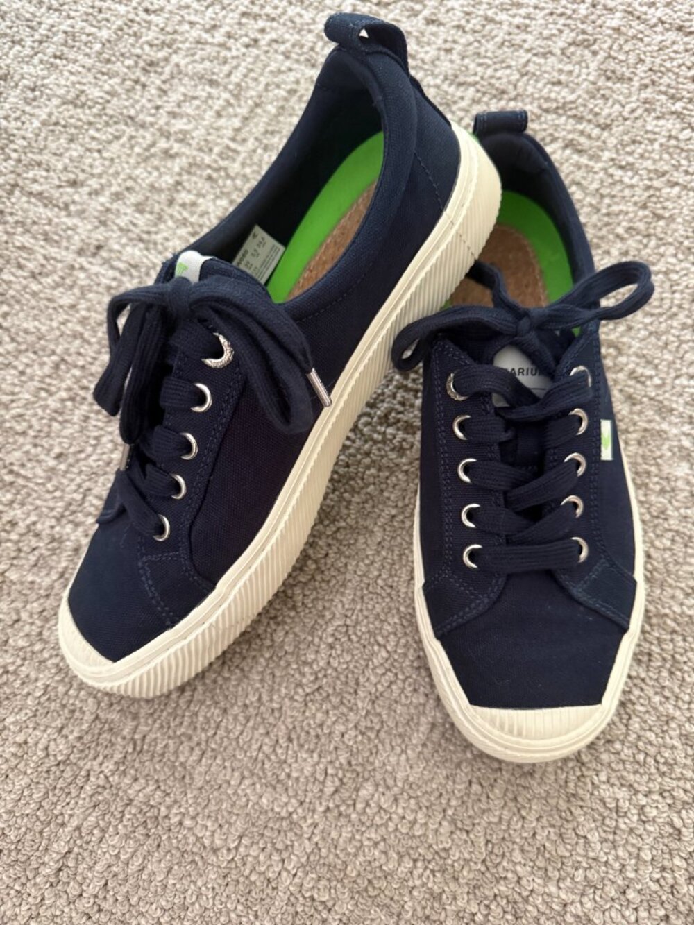 Cariuma OCA Low Canvas Sneakers Size 8 Womens Navy Blue Worn Once
